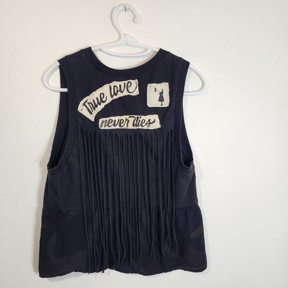 Ouroboros symbol, Black Sleeveless Tee – Upcycled, Handmade & Perfect for Summer - Picture 6 of 12